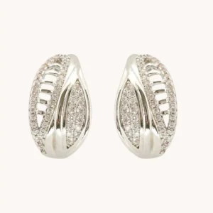 Silver Pavé Hoop-Style Earrings