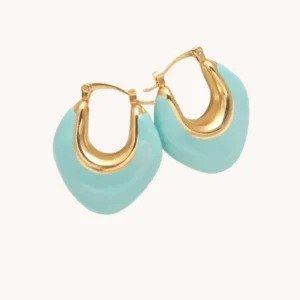 Gold-Plated Pastel Blue Hoops