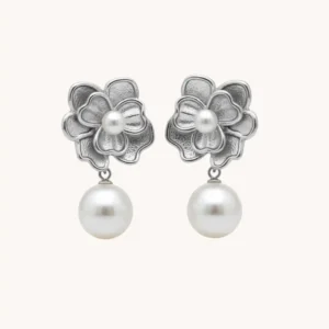Floral Pearl Drop Earrings