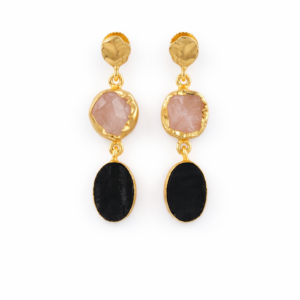 Pink & Black Gemstone Earrings